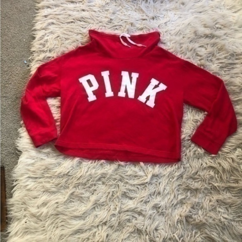 Pink Victoria’s Secret Red Cropped Sweatshirt